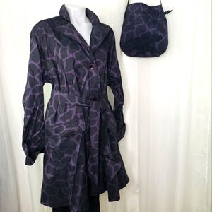 Mycra Pac Designer Wear purple black animal print lightweight packable jacket